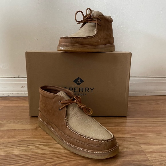 New with box sperry gold crepe chukka boot tan/stone size 10 j crew collab - Picture 2 of 9